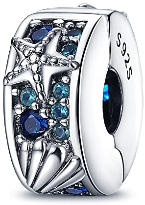 QIKAOLA 925 Sterling Silber Charms Beads für Pandora Strand Ozean Liebe Familie Tiere Charms Anhänger Fit für europäische Armbänder und Halsketten