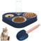 Gamelle 3 en 1 pour Chat - Bols en Acier Inoxydable, Distributeur de Croquettes, Mangeoire et Abreuvoir Automatique avec Cuillère à Nourriture (Bleu)