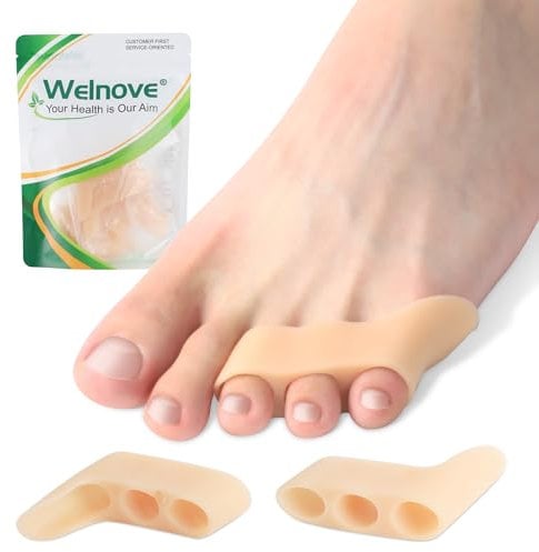 Welnove Gel Pinky Toe Separators - 8 Pack Pinky Toe Spacers, Bunion Cushions Pads for Women&Men, Silicone Little Toe Protectors for Preventing Rubbing & Relieve Pressure(Beige)