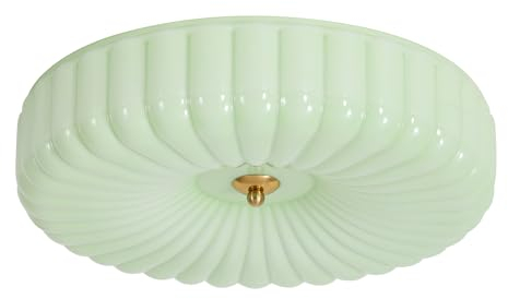 KCO Beleuchtung Nordic Green Glas Flush Mount Deckenleuchte Vintage LED Semi Flush Mount Deckenleuchte Mid Century Moderne Badezimmer Overhead Light Runde Deckenleuchte