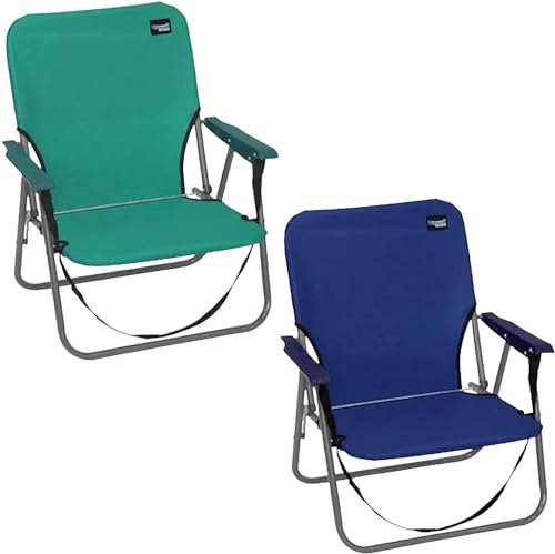 TIENDA EURASIA - Silla Playa Plegable | Pack 2 Sillas Playa | Ligera y Resistente | con Asa de Transporte | Color Azul y Turquesa | Medidas 54x54x25/63 cm | Peso Máximo 110 Kg