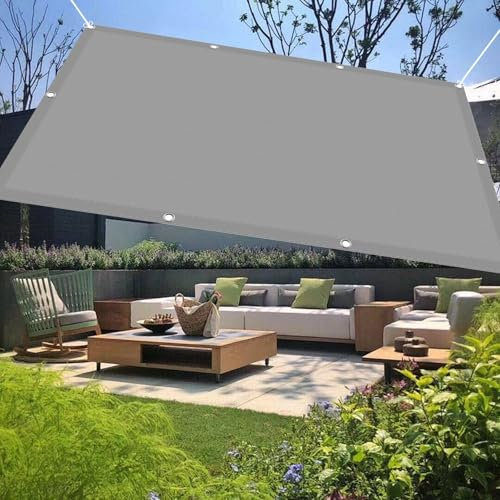 Voile d'ombrage Rectangulaire Étanche 200 x 500 cm Rectangulaire Toile Solaire Voile Bache Ombrages Jardin, Pelouse, Patio, Piscine Protection UV 98% Perméable avec Corde, Gris Clair