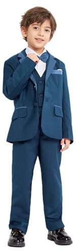 LOLANTA 5-Tlg. Jungen Smoking Seeblau Anzug, Page Boy Anzüge Hochzeit Passt, 152-158 (Etikettengröße 150)