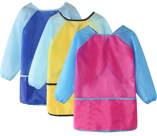 3 Pcs Kids Apron - Toddler Painting Apron for Cooking, Baking
