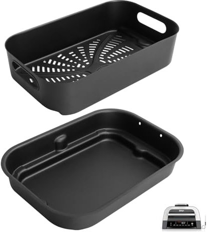 Outspark Grill Cooking Pot and Combo Crisper Basket for Ninja Foodi FG551/DG551 Smart XL Indoor Grill Accessories,Non-Stick Air Frying Basket & Griddle Pan Replacement for Ninja DG651