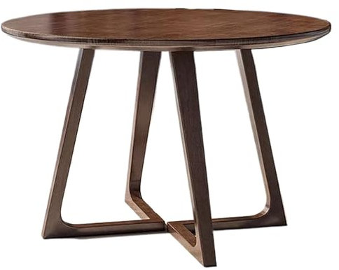 Mesa de Comedor Redonda de Madera Maciza de Mediados de Siglo, Mesas De Cocina Y Comedor De Madera Maciza, Mesa De Té Decorativa con Sofá Compacto, Mesa Auxiliar(Size:60X60cm(DxH),Color:Color nogal)