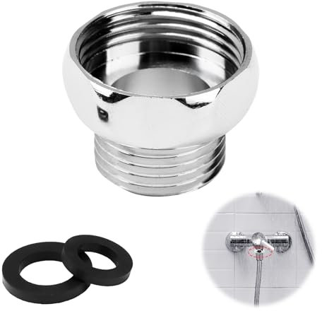 Chrome Tap to Shower Adapter, 3/4 to 1/2 Female Hose Connector with Soft Ring