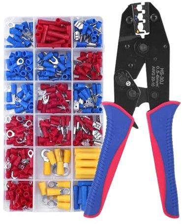 Crimping Plier Set,Crimping Tool with 300pcs Insulated Wire Terminal,Insulated Wire Terminal Crimping Tool Kit,for Spade Connectors,Wire Crimping Tool Kit with Insulated Electrical Connectors