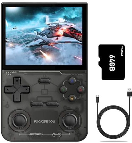 Console de Jeu Portable K36, Console de Jeu Rétro avec écran Couleur HD 3,5 Pouces, Carte TF 64 Go, Plus de 16 000 Jeux Classiques Intégrés, Batterie 3 500 MAh (Black)