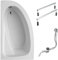 Schulte Eckbadewanne Baia links 160x90 cm, Set inkl. Fußgestell, Ab- und Überlauf, aus hochwertigem Acryl in Weiß glänzend