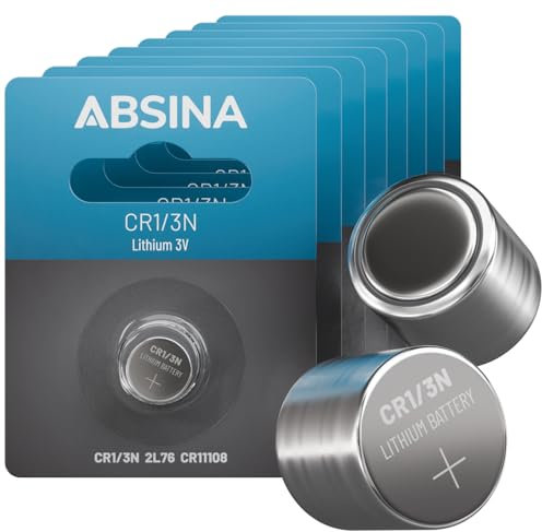 ABSINA 8X CR1/3N Batterie Lithium 3V - Batterie CR11108 auslaufsicher & mit Langer Haltbarkeit - Batterie CR1/3N mit 160mAh - DL 1/3N, 2L76, Batterie CR 1/3N, DL1/3N, CR1 3N, Knopfzelle CR1/3N 3V