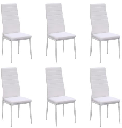 Stanew Chaise de Salle à Manger 6 pièces, Chaise de Cuisine avec Pieds en métal, Chaise de Salon rembourrée, Chaise rétro avec Coutures Blanches (6, White, 588)