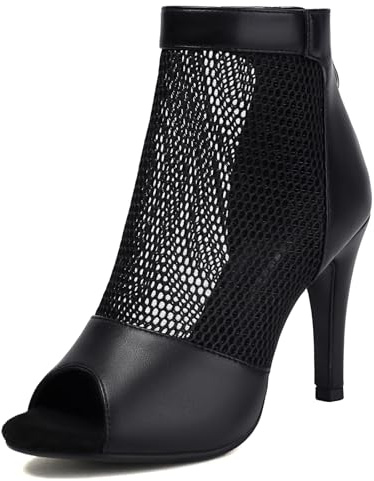 Mandiaupup Moda Peep Toe Mesh Air Snakeskin Stivaletti Donna Gladiatore Estate Stivaletti Open Toe Leopard Stivaletti Stivaletti Stiletto Tacco Alto Danza Festa di Nozze Sandali