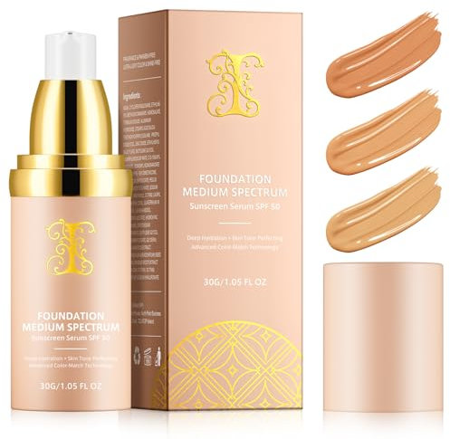Foundation Color Changing,30ml 4 in 1 SPF50 Sunscreen Serum,Geichmäßigen Hautton & Abdeckung von Unvollkommenheiten für natürliches Gesichtsaussehen,Anti-Aging Concealer,24 Stunden Feuchtigkeit