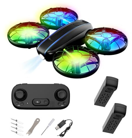 RC Drohne für Kinder und Anfänger, kleiner RC Quadcopter mit Lichtern und 3D Flip, Propeller Full Protect, einfach zu fliegen Spielzeug Drohne für Kinder Jungen und Mädchen Geschenk (Schwarz)