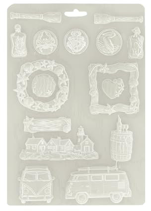 Stamperia - Soft Mould A4 for Scrapbooking, Albums, Bullet Journals and More, Suitable for Soft Clay, Ceramic Powder and More, Perfect for Hobbies, Crafts and Gifting (Silent Sea)