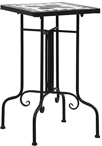 LVHUIDEH Mosaik Beistelltisch Blumentisch Blumenständer Mosaiktisch Pflanzentisch 35 x 35 x 56 cm Eisen + Keramik