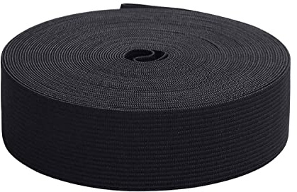 38 mm breites flaches Gummiband – 5 m starkes dehnbares Bundband zum Nähen, Kleidung, Schneidern, Heimwerken – strapazierfähige & flexible Polyester-Gummi-elastische Kordel – Schwarz