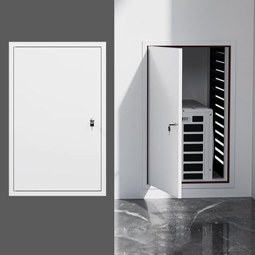 Revisionsklappe Metall- Revisionstür mit Schloss, Sanitär- Revisionsklappe für Trockenbauwände, 40 50 60 70 80 90 100 Cm Wand-Revisionsklappe Unterputzmontage, Hochleistungs- Dachbodentür(White,60x95c