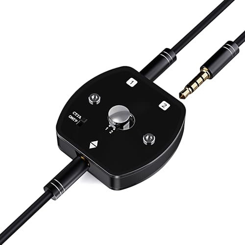 COOIDEA 3.5mm Audio- Switch & Splitter – 1(2) Eingang 2(1) Ausgang AUX- Audio-Umschalter, unterstützt TS, TRS, TRRS, rauschfrei, kompatibel mit PC, Laptop, Smartphone und Kopfhörer