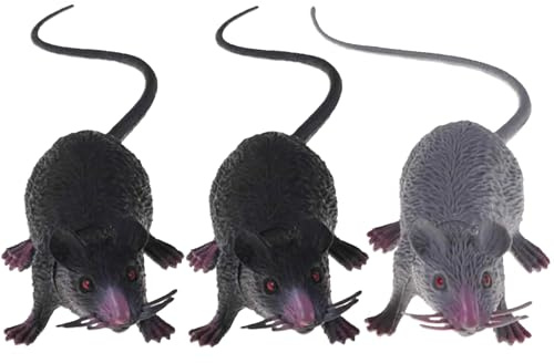 Peosaard Rat réaliste, Souris, Rat en Plastique 3 pièces, Souris réaliste de Simulation, réutilisables pour fête, Festival, Jouets de farces