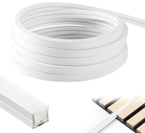 LED Streifen,LED Schiene 5m,Flexibles Silikon LED Profil,für Akustikpaneele LED Streifen,Leisten LED-Kanäle Profil,IP65 Wasserdicht LED Kanal Diffusor,für Decke,Schrank,Bar,Akustikpaneele