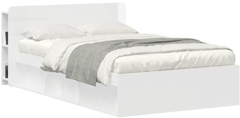 vidaXL Kopfteil Schrank mit Speicher Weiß Holzwerkstoff, Stylischer U-förmiger Holz-Kopfbereich, Multifunktionale Kommode, Moderne Möbel, Organisierer, Stauraumlösung
