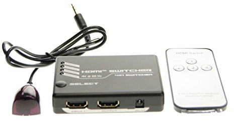 Ex-Pro AV-Pro 160301 4 Port HDMI IR Remote Switch- 4x1 (4 way input 1 output) - v2.0 HDMI HDCP 2.2 Full Ultra HD UHD 2K4K 3D Support - HDMI Switcher - supports Sky Q & Virgin V6
