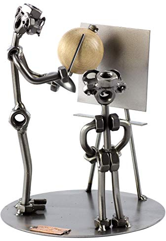 Steelman24 I Schraubenmännchen Lehrer mit Globus I Made in Germany I Handarbeit I Geschenkidee I Stahlfigur I Metallfigur I Metallmännchen