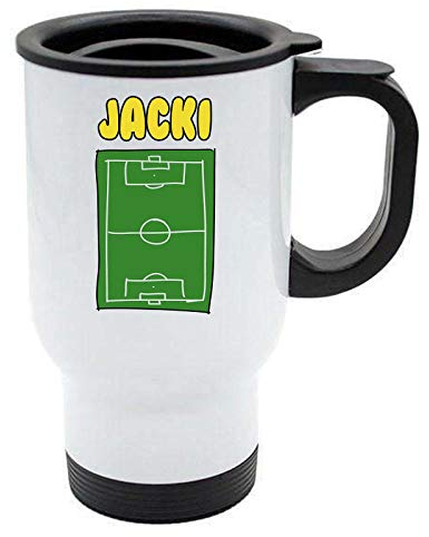 Jacki -Football Image Named Travel Mug Reuse- Personalised Gift for - Hobby