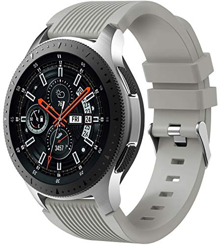 Dirrelo Bracelet Compatible avec Samsung Galaxy Watch 3 45mm/Galaxy Watch 46mm/Huawei GT 2 46mm, 22mm Souple Silicone Sport Remplacement pour Samsung Gear S3 Frontier, Hommes Femmes, Gris