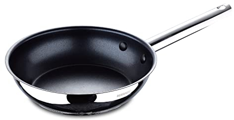BERGNER Gourmet | Padella Antiaderente di 24 cm | Fabbricata in Acciaio Inossidabile | Manico Ergonomico | Utensile da Cucina | Molto Resistente, Facile Pulizia e Per Ogni Tipo di Piano Cottura