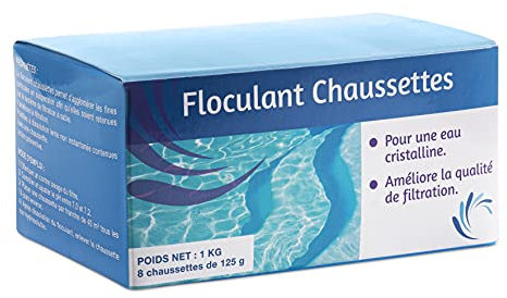 iopool Floculant en Chaussette - 1kg - 8x125g - Cartouche - Rattrapage Eau Trouble