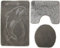 Gökyildiz Delphin Badgarnitur 3 TLG. Set 55x85 cm einfarbig, WC Vorleger mit Ausschnitt für Stand-WC (grau)