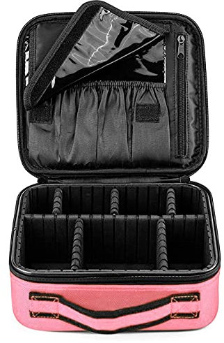 FORRICA Beauty Case da Viaggio Donna Borsa Cosmetica Professionale Portatile Trousse Make Up Organizers Trucchi Ragazza Valigetta Porta Trucchi con Divisori Regolabili Rosa