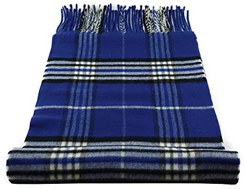 TigerTie Designer Schal in royal blau weissgrau schwarz kariert - Stoff Cashmink - made in Germany