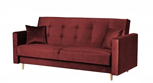 Generisch SKANDINAVISCHES Schlafsofa CEZAR - Farbwahl Sofa Design (Rot - Kronos 02)