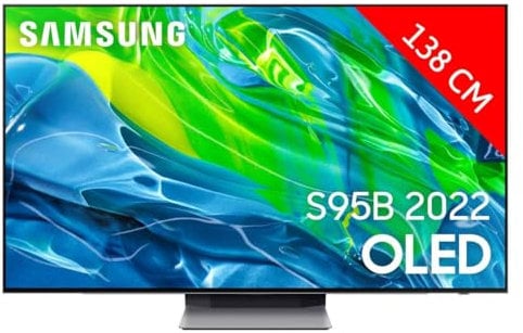 Samsung TV OLED QE55S95BATXZT, Smart TV 55” Serie S95B, OLED, Alexa e Google Assistant Integrata, 2022, HDMI 2.1, DVB-T2, Argento (Eclipse Silver)