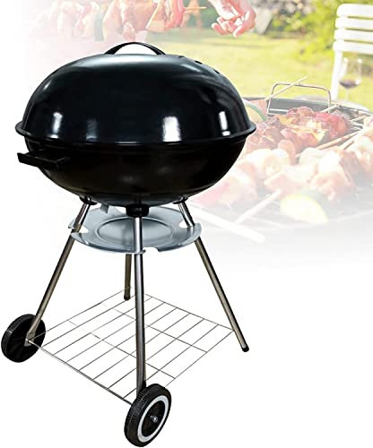 Barbecue da Giardino Rotondo da 22 Pollici Barbecue, Bollitore per Barbecue Barbecue Rotondo, Griglia per Barbecue Portatile Pieghevole con Portatile con Ripiano e Ruote per Barbecue da Giardino