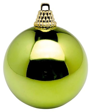 Deco Woerner Glänzende, hellgrüne Weihnachtskugeln aus Plastik, 6 cm Ø - 24 Stück