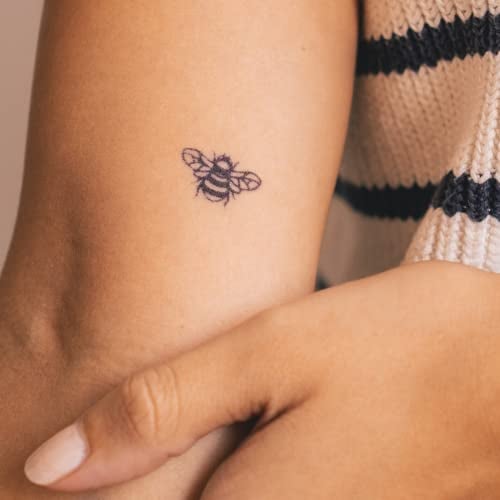 Inkster Tattoo - Biene | vegane & wasserfeste Temporäre Tattoos für Erwachsene - EU-Kosmetikzertifizierte Farbe - revolutionäres 2 Wochen Tattoo | Premium Klebetattoos & Fake Tattoo