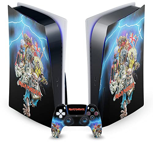 Head Case Designs Offizielle Iron Maiden Best of Beast Grafik Kunst Vinyl Frontplatte Haut Gaming Aufkleber kompatibel mit Sony PlayStation 5 PS5 Disc Edition Console & DualSense Controller