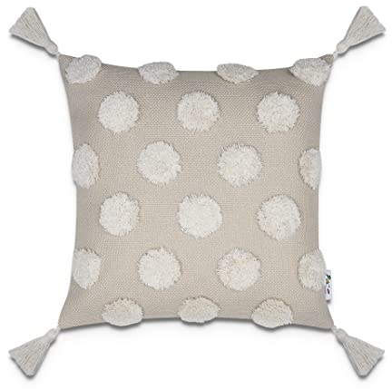 Paco Home Kissen Bezug Kissenbezüge Mit Quastenfransen Boho Kissenbezug Kissenhülle Boho Sofa Couchkissen Zierkissen, Farbe:Braun 3, Sets:Single