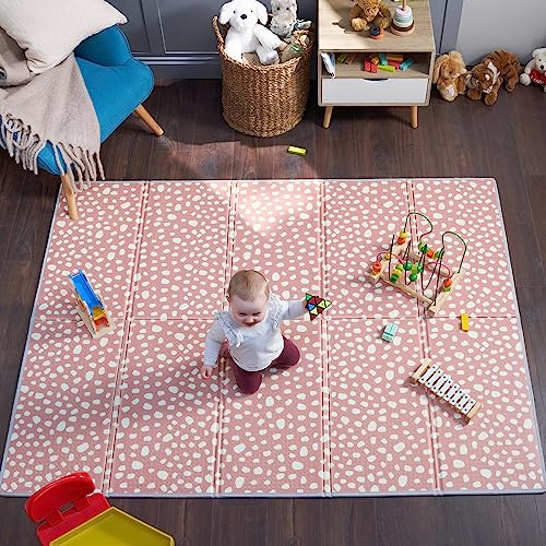 Bubba Bear Tapis d'eveil de Jeu/de Sol pour Enfant Bebe XXL en Mousse Epais Pliable Reversible - Tapis d'éveil de Motricité Favorisant Le Développement Sensoriel Cadeau bébé (200x150 cm, Rose)