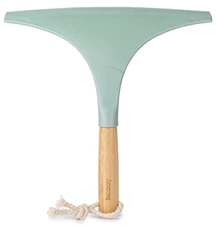 Beldray LA029111GRNEU7 Eco Window Squeegee - Remove Water & Condensation, Streak Free Cleaning, Suitable For Mirrors, Windows, Showers, Made With New And Recycled Plastic, FSC®-certified Bamboo Handle