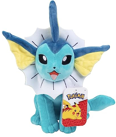 Pokémon Vaporeon 20,3 cm Plüsch – Offiziell lizenziert – Eevee Evolution Figur – authentisches weiches Stofftier Spielzeug – Osterkorb Stuffer Geschenk für Kinder, Jungen, Mädchen – ab 2 Jahren