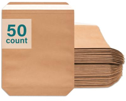Elementree Nachhaltige, erweiterbare Papier-Versandtaschen, klein, 50 Stück
