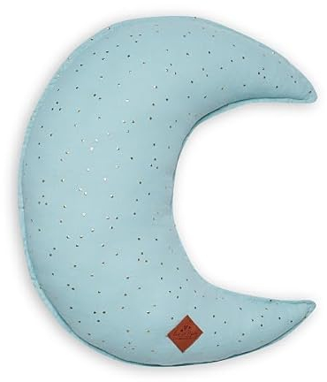 Fun with Mum Kissen, Mond Kissen, antiallergisches Babykissen mit Silikonfüllung, weiches dekoratives Kinderkissen für das Zimmer, 100% Baumwollmusselin, 45 x 25 cm - Mint