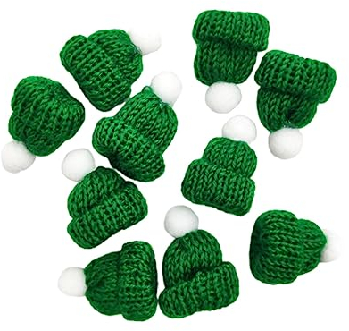 HOMSFOU 10st Mini-strohhüte Zum Basteln Miniatur Nikolausmütze Hut Trinken Kleine Gestrickte Kopfkappe Coquito-flaschen Weihnachtsmütze-ornamente Diy Weihnachtsbaum Dekorationen