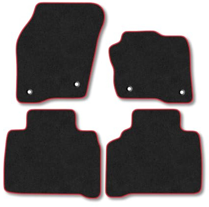 Ford S-Max (2014-2021) Carpet Car Mats | Red Edge Trim Tailored Fit Floor Mats Full Coverage Protection Accessories Easy Clean Anti Slip Made in the UK